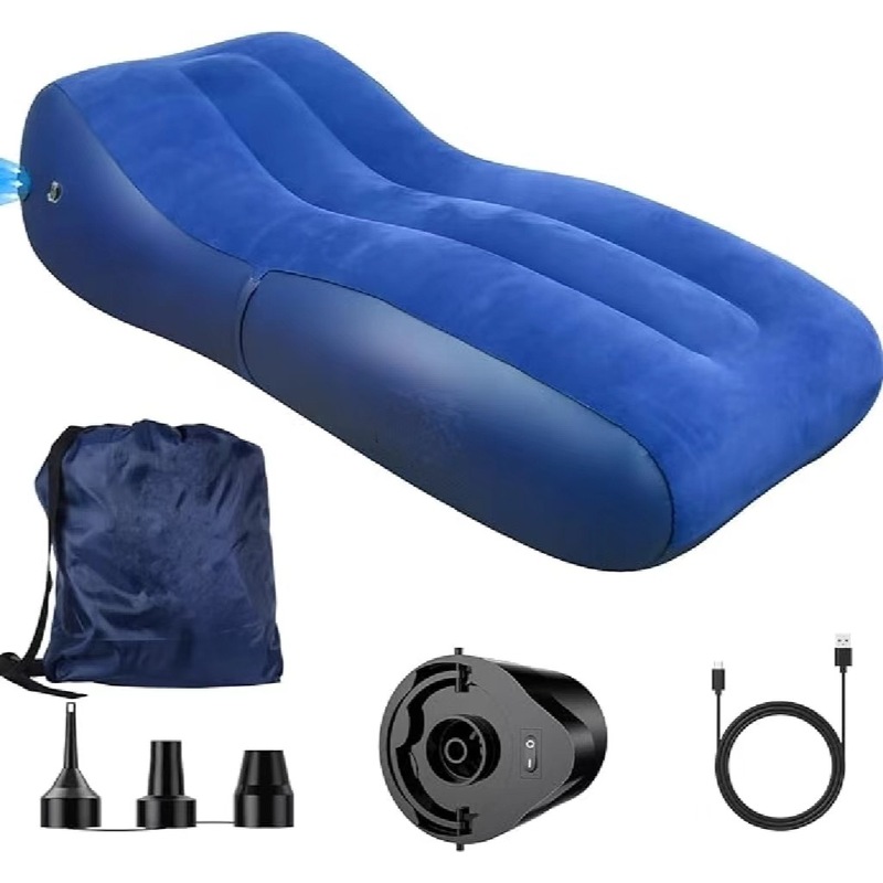 Outdoor Furniture Lounge Chair - Portable Automatic Inflatable S Shaped Flocked