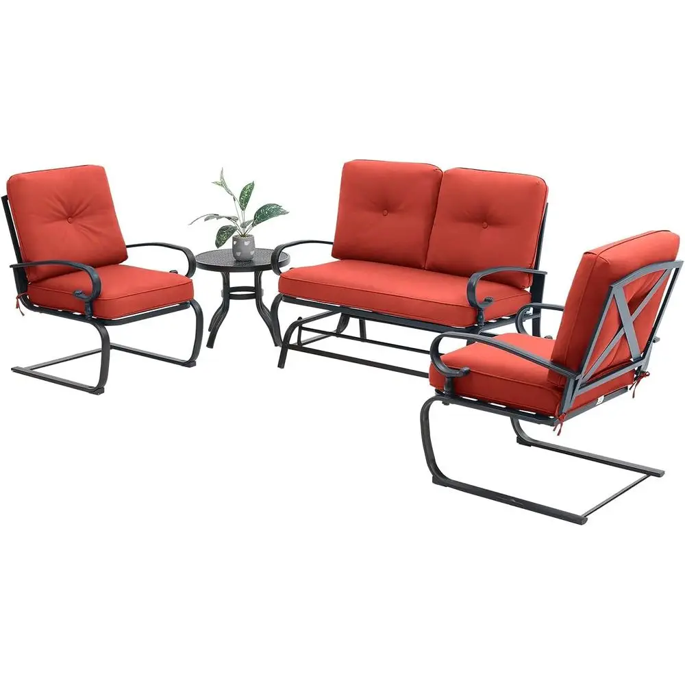4-Piece Red Outdoor Wrought Ir - Outdoor Furniture Iron review and price