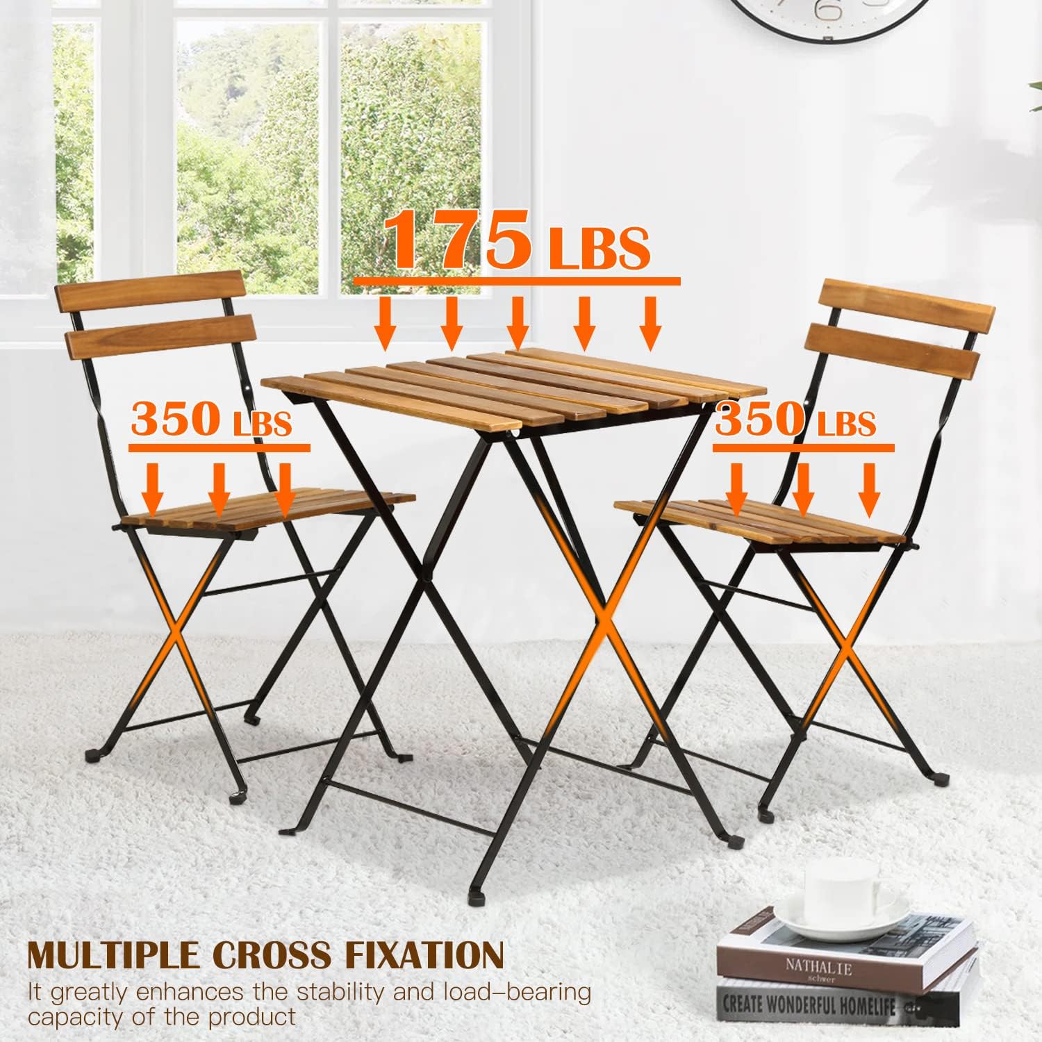 Natural wood 3-piece folding p - Outdoor Furniture Wooden review and price