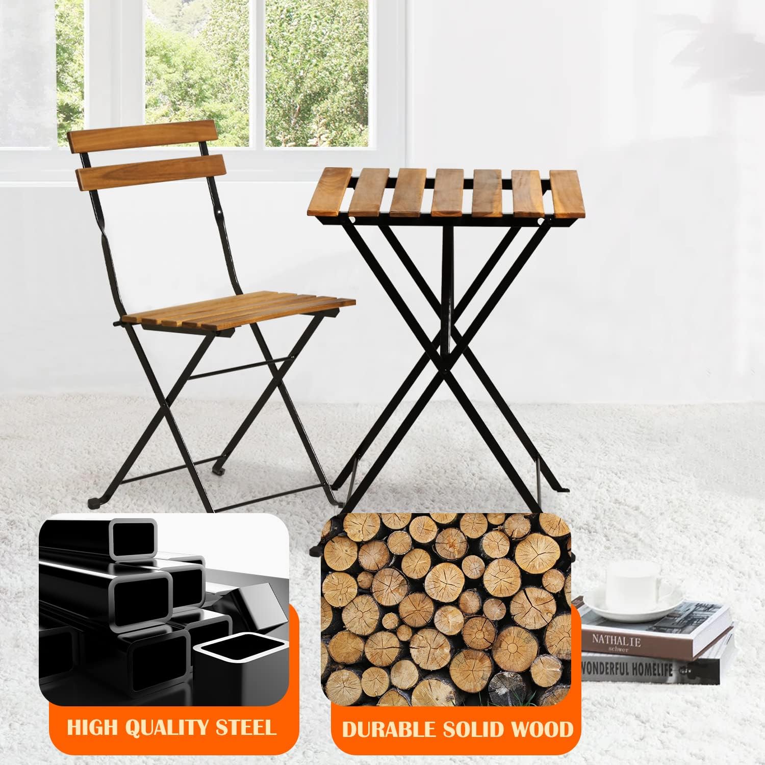 Natural wood 3-piece folding p - Outdoor Furniture Wooden review and price