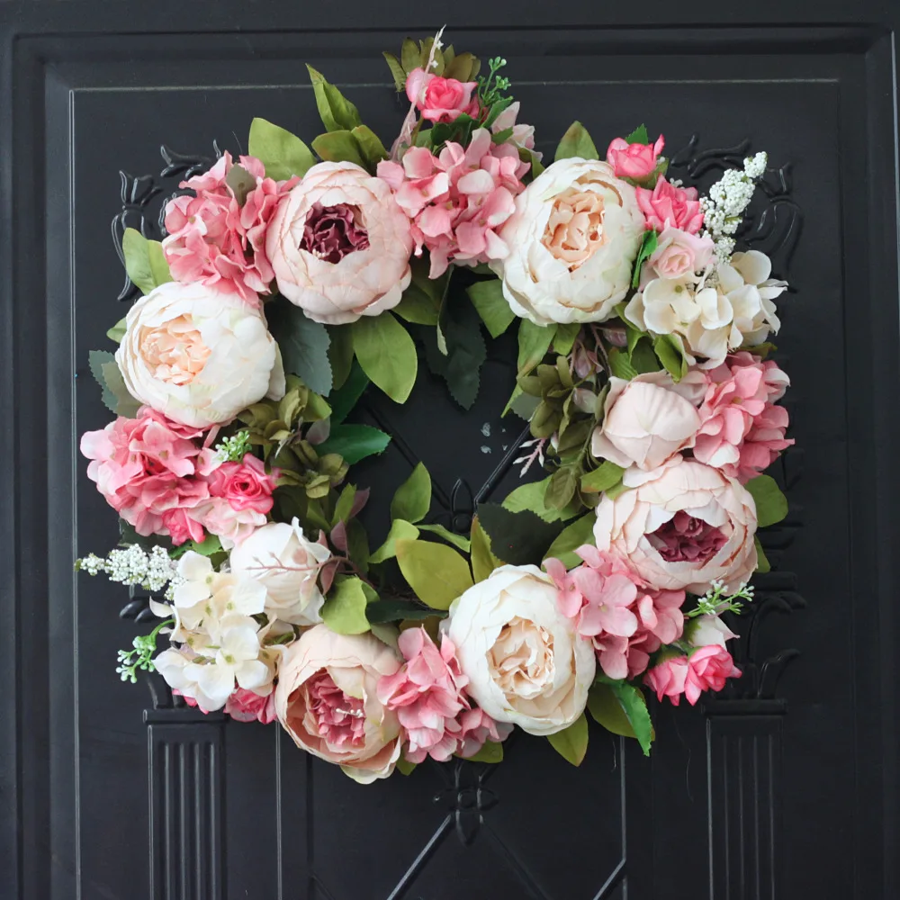 Artificial Peony Wreath Garlan - Outdoor Furniture Cafe review and price