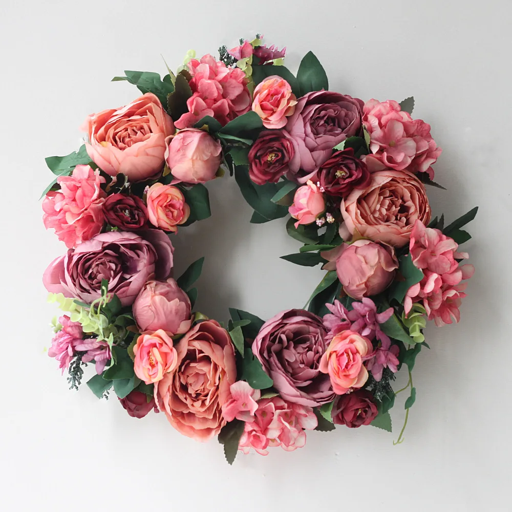 Artificial Peony Wreath Garlan - Outdoor Furniture Cafe review and price